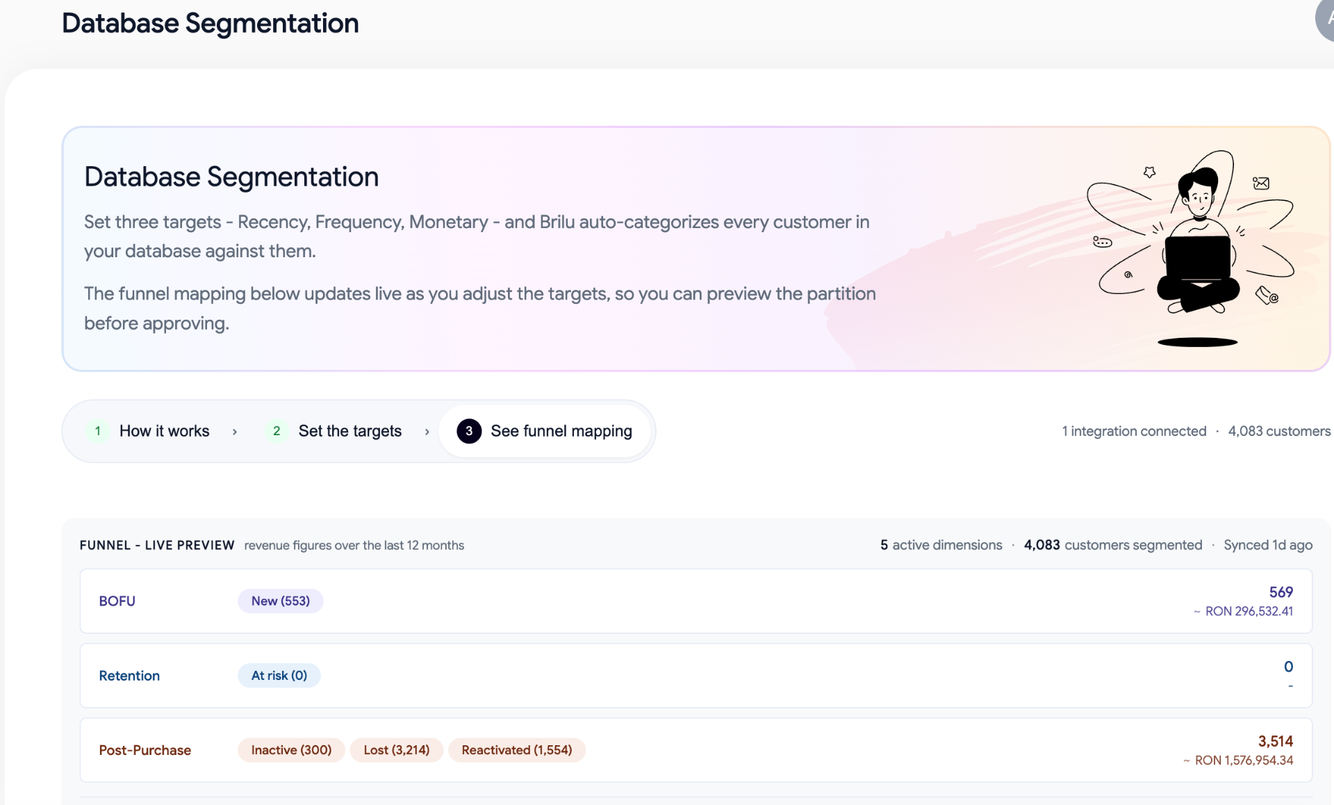 Database Segmentation - Funnel Live Preview